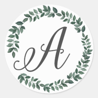 Letter A Monogram Minimalistischer botanischer Lea Runder Aufkleber