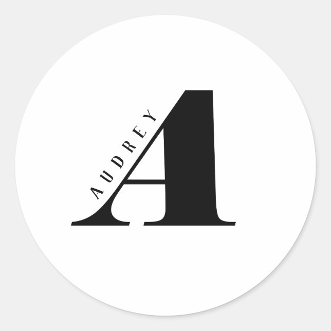 Letter A Name Modern Typografy Monogram Runder Aufkleber (Vorderseite)