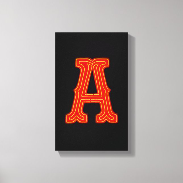 Letter "A" Neon Light Monogram Leinwanddruck (Vorderseite)