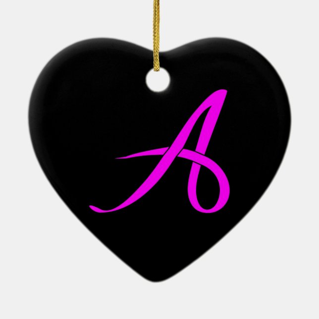 Letter A Ribbon Style Keramikornament (Hinten)