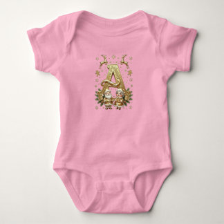 Letter A: Royal Gold Luxury Christmas. Baby Strampler
