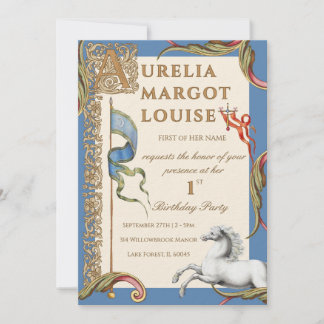 Letter A Royal Medieval 1st Birthday Invitation Einladung
