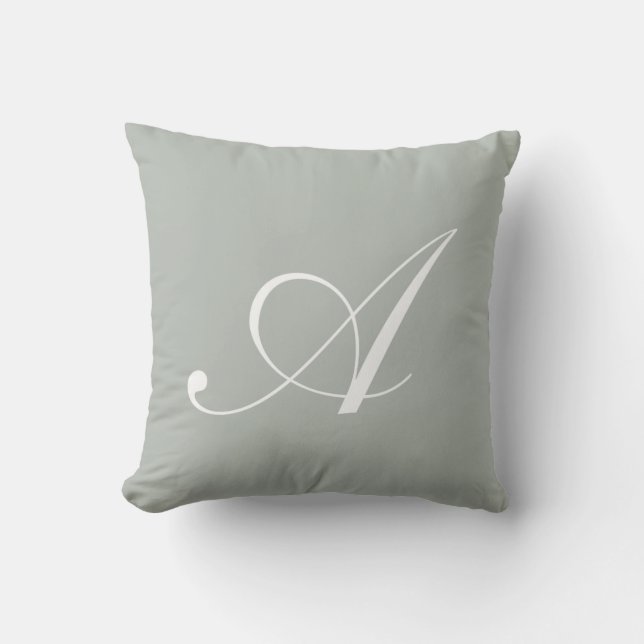 Letter A Silver Gray Monogram Pilze Kissen (Vorderseite)