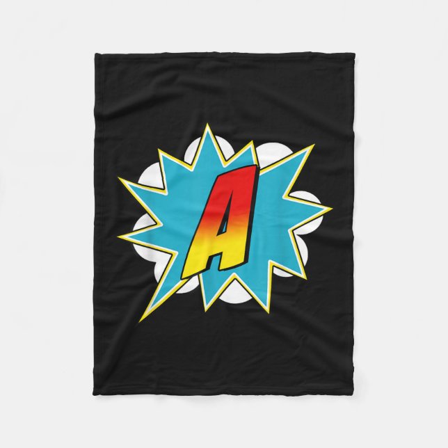 Letter A Superhero Name Comic Letter Retro Costume Fleecedecke (Vorderseite)