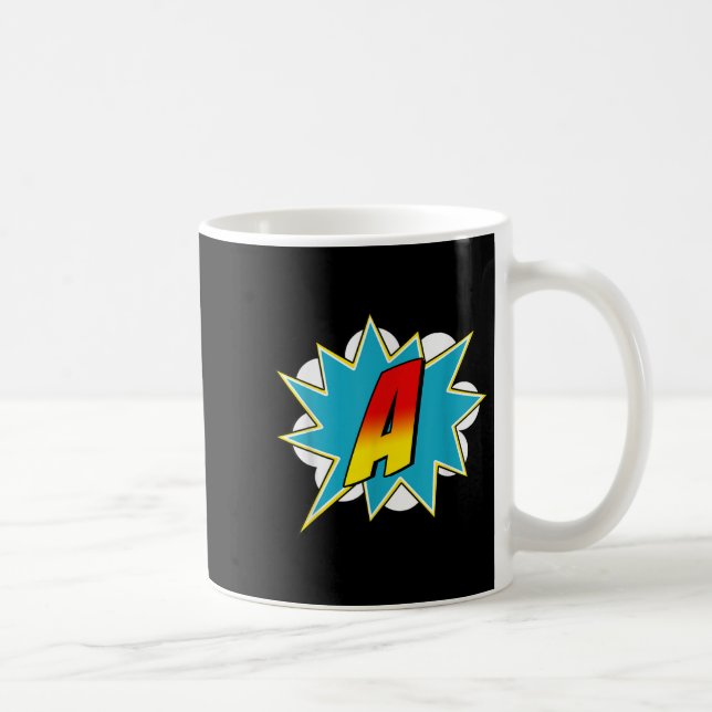 Letter A Superhero Name Comic Letter Retro Costume Kaffeetasse (Rechts)
