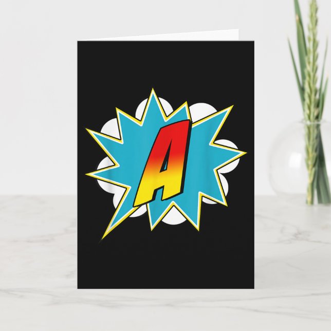 Letter A Superhero Name Comic Letter Retro Costume Karte (Vorderseite)