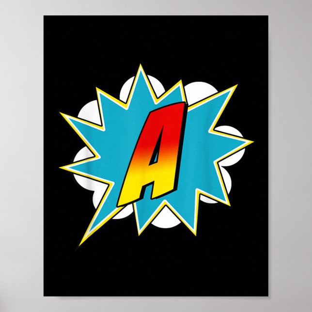 Letter A Superhero Name Comic Letter Retro Costume Poster (Vorne)