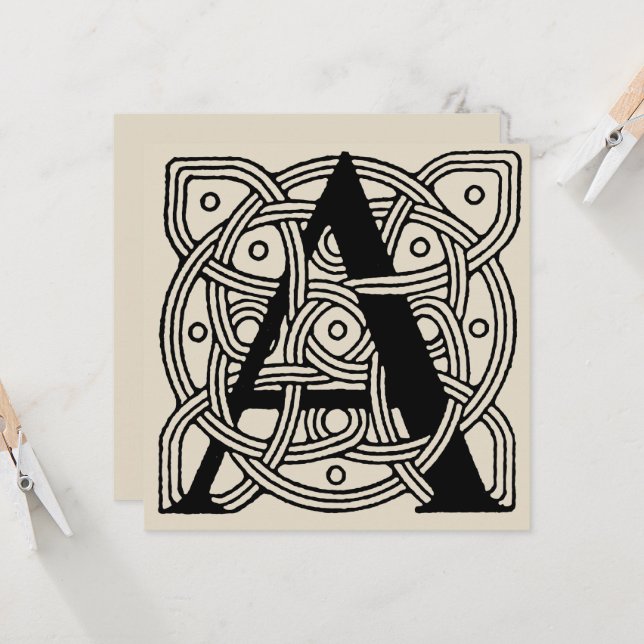 Letter A Vintag Celtic Knot Monogram (Vorderseite/Rückseite Beispiel)