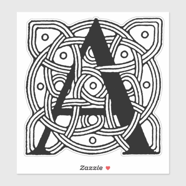 Letter A Vintag Celtic Knot Monogram Aufkleber (Blatt)