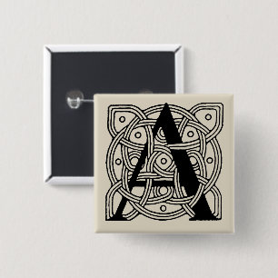 Letter A Vintag Celtic Knot Monogram Button