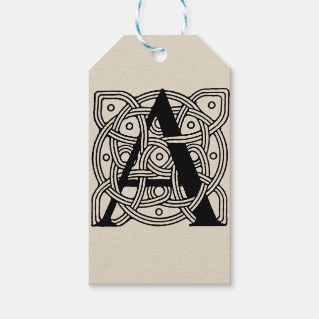 Letter A Vintag Celtic Knot Monogram Geschenkanhänger (Vorderseite)