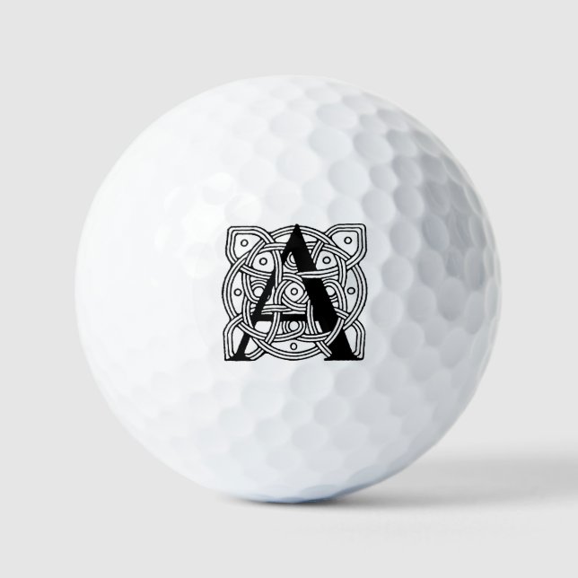 Letter A Vintag Celtic Knot Monogram Golfball (Vorderseite)