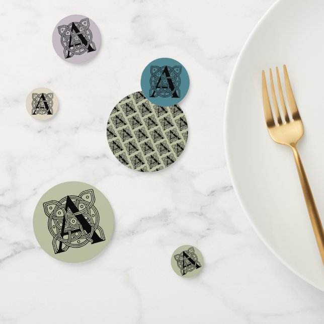 Letter A Vintag Celtic Knot Monogram Konfetti (Gruppe)