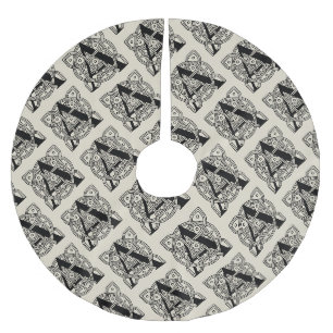 Letter A Vintag Celtic Knot Monogram Polyester Weihnachtsbaumdecke