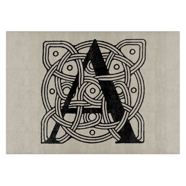 Letter A Vintag Celtic Knot Monogram Schneidebrett (Vorderseite)