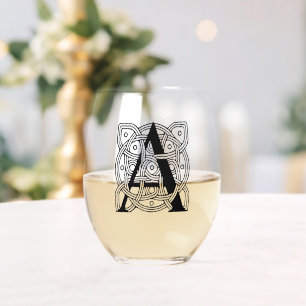 Letter A Vintag Celtic Knot Monogram Weinglas Ohne Stiel