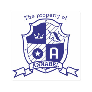 Letter A Wappen individuelle Name Einhorn Kinderbi Permastempel