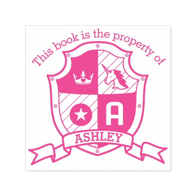 Letter A Wappen individuelle Name Einhorn Kinderbi Permastempel (Design)