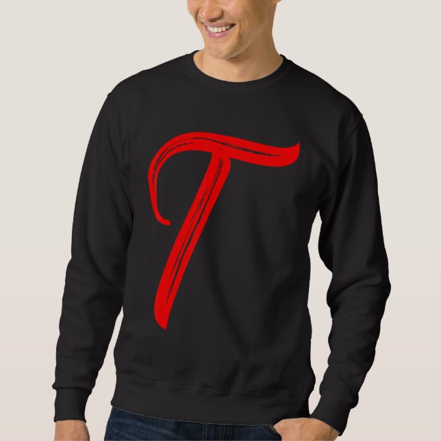 Letter Alphabet Large Red Graphic Initial Sweatshirt (Vorderseite)