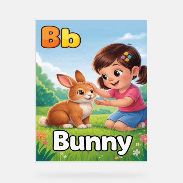 Letter B Alphabet Poster – B is for Bunny – Cute  (Vorderseite)