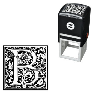 Letter B Art Nouveau Schwarz/Weiß Tile Permastempel