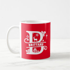 Letter B Christmas Monogram, Anfangsname Rot Kaffeetasse