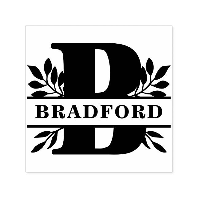 Letter B Classic Foliage Family Name Monogram Permastempel (Design)