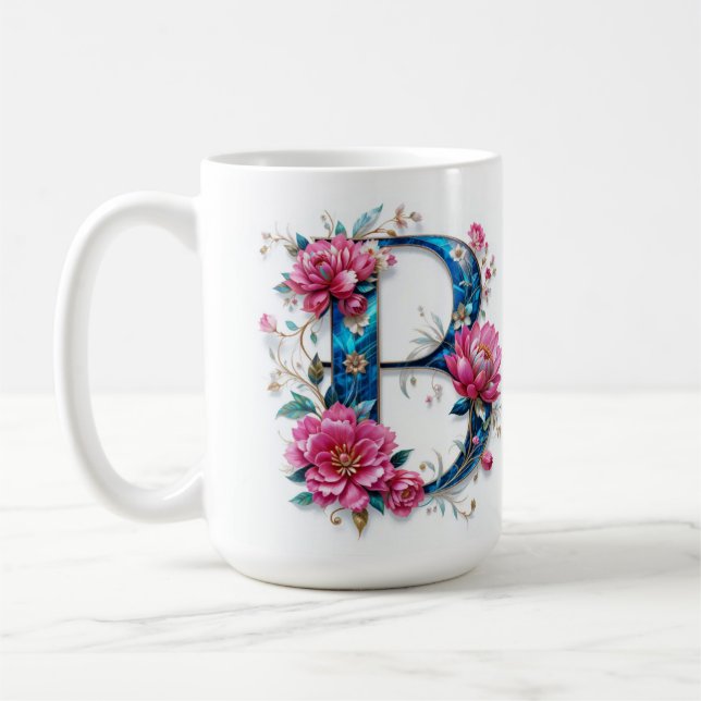 Letter B Coffee Tasse - Blumendesign für Geschenke (Links)