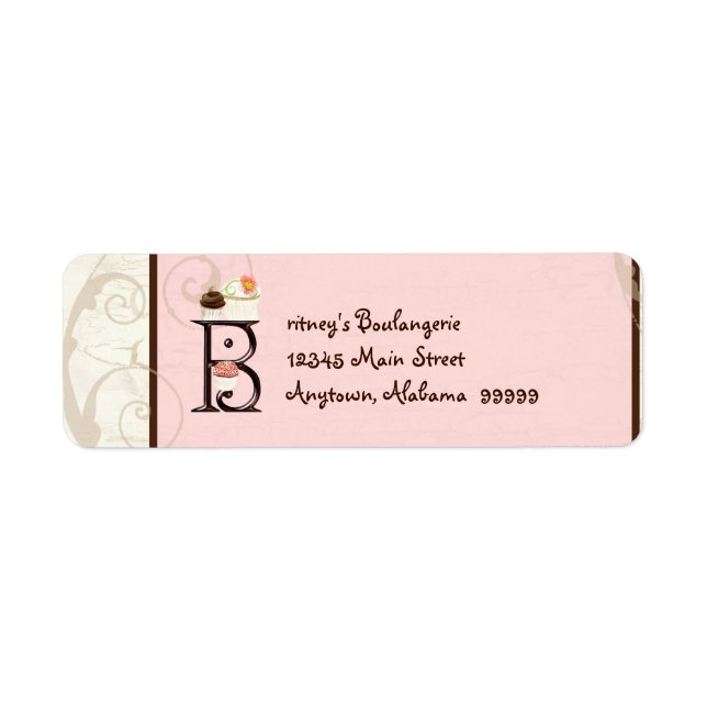 Letter B Cupcake Business Address Mailing Labels (Vorne)