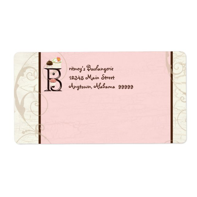 Letter B Cupcake Business Address Mailing Labels (Vorne)