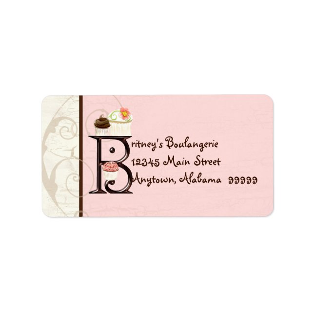 Letter B Cupcake Business Address Mailing Labels Adressaufkleber (Vorne)