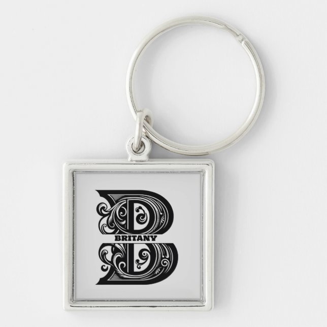 Letter B Custom Monogram Schlüsselanhänger (Vorne)