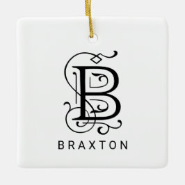 Letter B Elegant Monogram Christmas Ornament