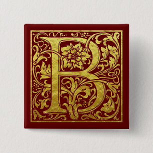 Letter B First Letter Imitate Gold Red Button