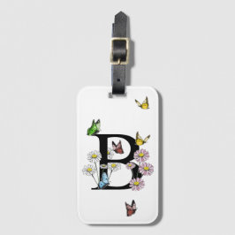 Letter B Floral Butterfly Monogramm Gepäckanhänger