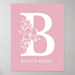 Letter B Floral Monogram Name Kinderzimmer Modern Poster