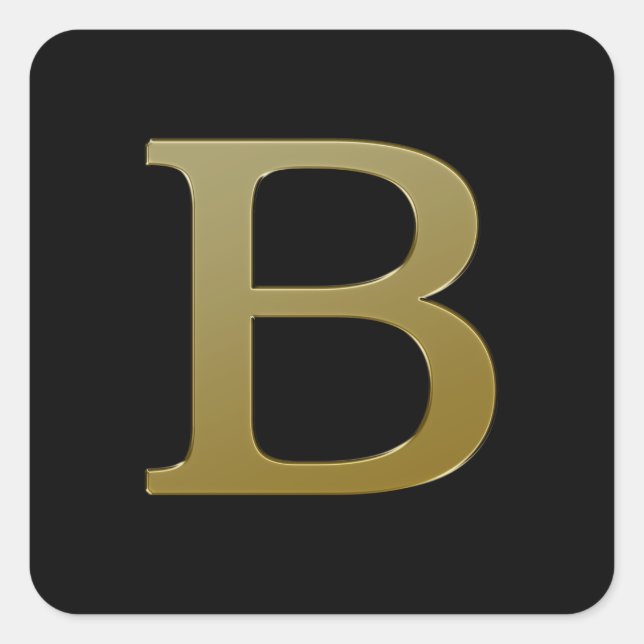 Letter B Gold Square Sticker (Vorderseite)