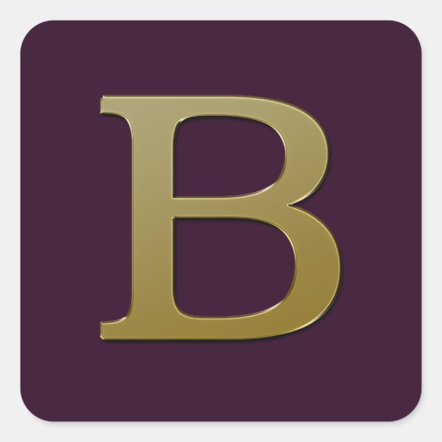 Letter B Gold Square Sticker (Vorderseite)