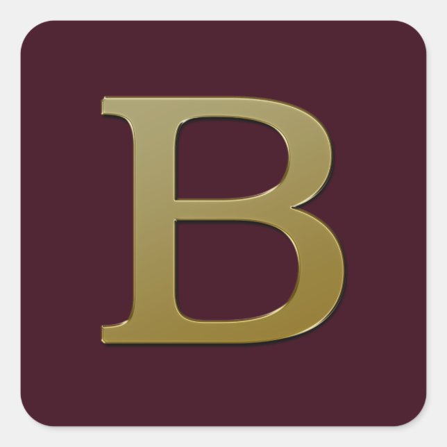 Letter B Gold Square Sticker (Vorderseite)