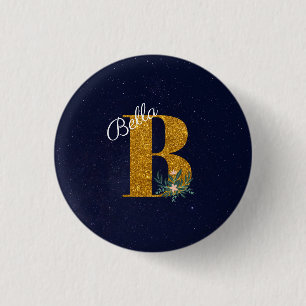 Letter B Golden Monogramm Button