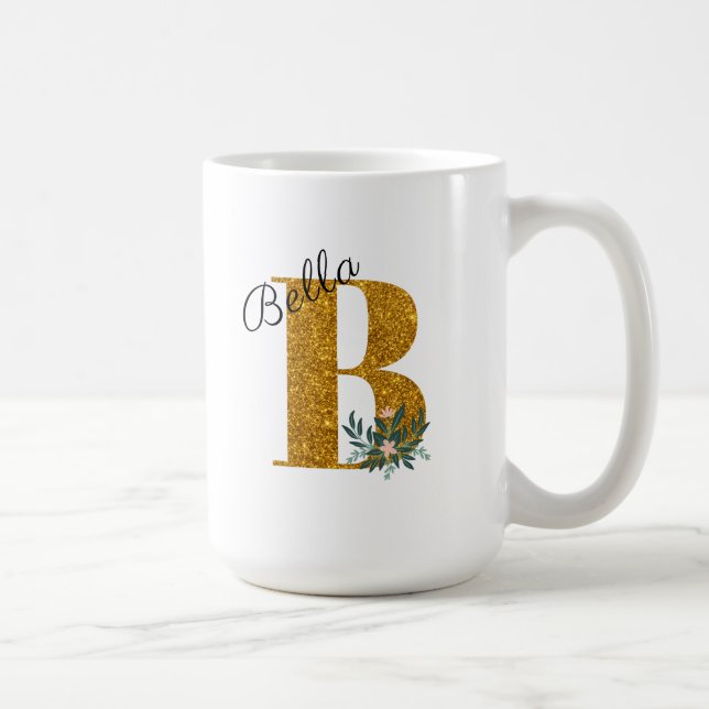 Letter B Golden Monogramm  Kaffeetasse (Rechts)