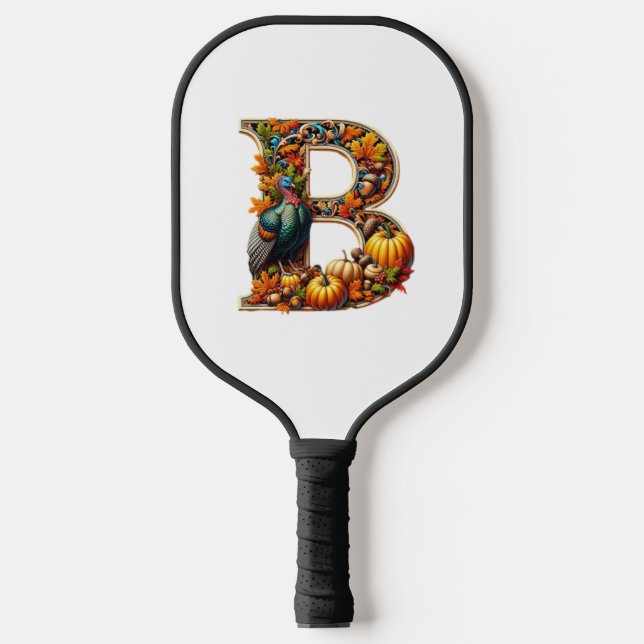 Letter B in Thanksgiving style Pickleball Schläger (Vorderseite)