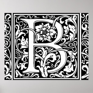Letter B Medieval Monogram Vintag Initial Poster
