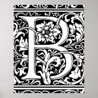 Letter B Medieval Monogram Vintag Initial
