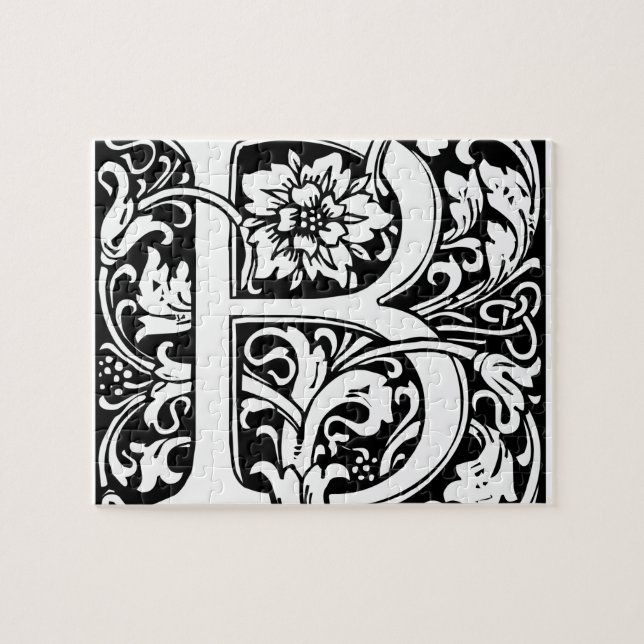 Letter B Medieval Monogram Vintag Initial Puzzle (Horizontal)
