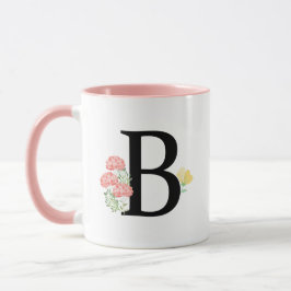 Letter B Monogram Aquarell Blume Chic Tasse