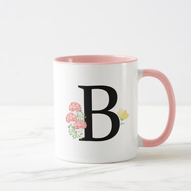 Letter B Monogram Aquarell Blume Chic Tasse (Rechts)