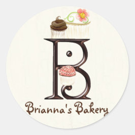 Letter B Monogram Cupcake Logo Business-Aufkleber Runder Aufkleber