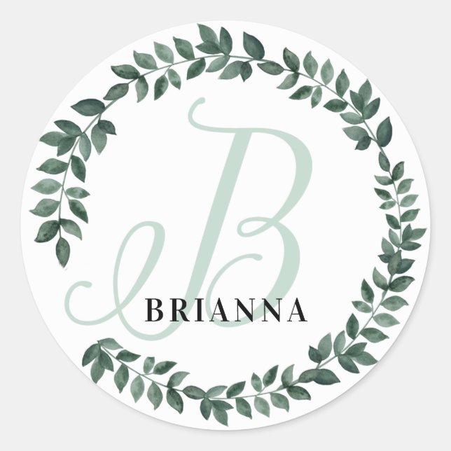 Letter B Monogram Individuelle Name Minimalistisch Runder Aufkleber (Vorderseite)