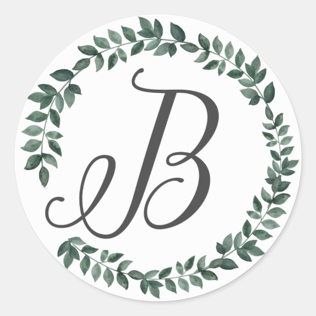 Letter B Monogramm Minimalistischer botanischer Le Runder Aufkleber (Vorderseite)